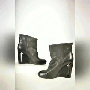 Maison Martin Margiela Black Wedge Leather Boots Heels Pumps 38EU 8US  Italy